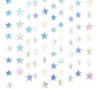 Guirlande Anniversaire Étoiles Irisé 4 Pièces - GREATRIL 52Ft Papier Bannière Anniversaire Décor pour Sirene Ocean Espace Mariage Bébé Nouvel an Fête