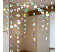 Guirlande Anniversaire Papier Dot Irisé 4 Pièces - GREATRIL 52Ft Banderole Anniversaire Decoration pour Sirène Disco Galaxie Ocean Dopamine Mariage Douche Nuptiale Enfant Fête