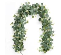 Guirlande artificielle composée de feuilles d'eucalyptus et de saule, de feuillage vert et d'une couronne de fleurs blanches, décoration suspendue pour mariage, table, centre de table