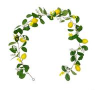 Guirlande artificielle de citrons de 1,7 m/2 m guirlande de fruits printaniers avec fausses feuilles vert citron (style 1:1,7 m)