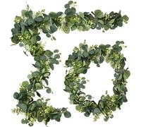 Guirlande artificielle d'eucalyptus, 1,8 m, verte, avec des feuilles de saule