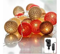 Guirlande boule coton 6 m 20 LED, alimentation secteur, décoration chambre intérieur style cosy Cozyhome