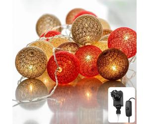 Guirlande boule coton 6 m 20 LED, alimentation secteur, décoration chambre intérieur style cosy Cozyhome