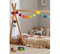 GuirLED - Guirlande lumineuse boules coton LED USB - Télécommande sans fil - Veilleuse bébé 2h - Adaptateur secteur double USB 2A inclus - 4 intensités - 24 boules 2.4m - Arlequin