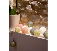GuirLED - Guirlande lumineuse boules coton LED USB - Télécommande sans fil - Chargeur double USB 2A inclus - 4 intensités - 16 boules - Églantine