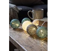 GuirLED - Guirlande lumineuse boules coton LED USB - Télécommande sans fil - Veilleuse bébé 2h - Adaptateur secteur double USB 2A inclus - 4 intensités - 16 boules 1.6m - Sauvage