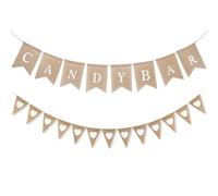 Guirlande Candy Bar, fanion en toile de jute ou jute, accessoire de décoration pour mariage, fête d'anniversaire, décoration de table, décorations photo en plein air
