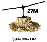 Lumisky Guirlande lumineuse TAHITI LIGHT 27m 42x E27 LED blanc chaud abat-jour paille raccordable
