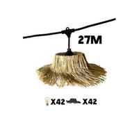 Guirlande lumineuse extérieure raccordable 27m avec 42 ampoules LED filament E27 blanc chaud TAHITI LIGHT Abat-jour en paille bohème