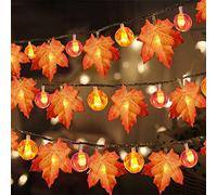 Guirlande d'automne, 10 LED 1.65M Décoration Guirlandes Lumineuses, Gugirlande de Feuilles, pour Halloween, Thanksgivin,Guirlande Lumineuse en Feuille d'érable,Guirlande Lumineuse Feuilles