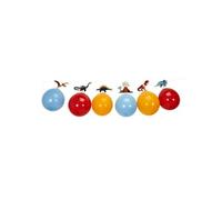 Guirlande de 6 ballons décoratifs (bleu, jaune et rouge) thème dinosaure - -