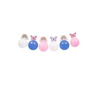 Guirlande de 6 ballons décoratifs (rose, blanc et violet) thème papillon - -