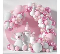 Guirlande de Ballon - Décoration de Fête - 117 pièces - Rose et Blanc - Pour Baptême et Anniversaire