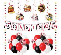 Guirlande de ballons décoratifs de casino, cartes de jeu, ballons | Kit complet de décoration de casino avec ballons, bannières et bijoux suspendus, idéal pour les soirées à thème de poker et