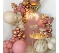 Guirlande de ballons - EURO MEGA - 130 Pièces - Or Rose Blanc Gris - Décoration Fête - Anniversaire