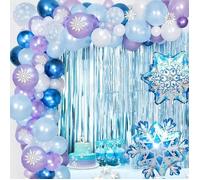Guirlande de Ballons - Reine des Neiges - Bleu Blanc Violet - Décoration Anniversaire Fille - Fête Enfant