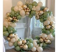 Guirlande de ballons rétro vert blanc, 100 pièces, Kit en arc de ballons de sable Beige, décoration d'arrière-plan pour fête d'anniversaire, mariage, saint-valentin Set 3