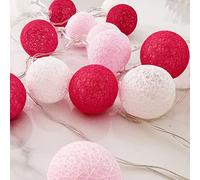 Guirlande de boules de coton à LED, 20 LED alimentées par batterie, éclairage de nuit décoratif pour la maison, le festival de Noël, la fête, le jardin, la chambre d'enfant (Blanc chaud)