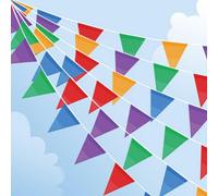 Guirlande de fanions de 300 mètres, multicolore, en tissu, comprenant 450 fanions, idéale pour la décoration d'intérieur et d'extérieur, ainsi que pour les fêtes