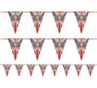 Guirlande de fanions de couronnement britannique - 6,1 m avec drapeau Union Jack avec fanions triangulaires King Charles III - Décoration de fête
