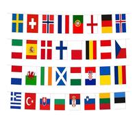 Guirlande de fanions de pays - 8 m - Coupe du monde de football 2026 et 2026 - Drapeaux décoratifs en tissu - 14 x 21 cm - Pour bar, club, jardin, intérieur et extérieur