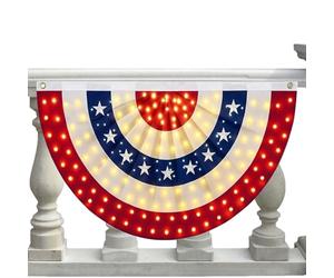 Guirlande de fanions d'extérieur 90 x 180 cm LED Facile À Installer | Décoration De Porche En Guirlande De Fanions Patriotique Pour Terrasse Balcon Rampe Jardin Barbecue Fête Propriétaires