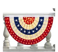 Guirlande de fanions d'extérieur - Célébration 250e Avec Lumières LED - Fanion porche bannière patriotique - Pour Propriétaires Passionnés Terrasse Clôture Jardin Barbecue Fête Balcon Rambarde