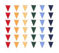 Guirlande de fanions en coton 36 drapeaux triangulaires 10 m | 36 fanions triangulaires, 19 x 15 cm chacun, 10 m de longueur totale, tissu en coton, facile à accrocher sur les murs ou les