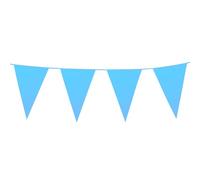 Guirlande de fanions en plastique bleu clair - 10 m - Grand fanion - 20 x 30 cm - Guirlande résistante aux intempéries pour l'intérieur et l'extérieur - Indéchirable et réutilisable - Décoration de