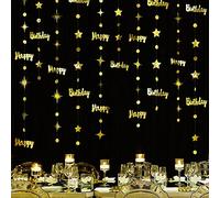 Guirlande de fanions métalliques à Suspendre avec Inscription « Happy Birthday » et Motif étoiles