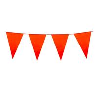 Guirlande de fanions orange en plastique - 10 m - Grand fanion - 20 x 30 cm - Guirlande résistante aux intempéries pour l'intérieur et l'extérieur - Indéchirable et réutilisable - Décoration de fête