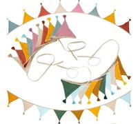 Guirlande de fanions pour chambre d'enfant - Guirlande de 26 mètres avec des fanions triangulaires, idéale pour les fêtes et les anniversaires - Lot de 2