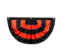 Guirlande de fanions pour Halloween, 1,8 x 0,9 m, entièrement cousu, orange et noir, 5 bandes avec 3 œillets, bannière plissée pour extérieur, intérieur, porche, jardin, cour