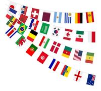 Guirlande de fanions pour la Coupe du Monde 2022, longueur 12 mètres, 32 fanions, en polyester