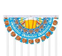 Guirlande de fanions pour l'extérieur 90 X 48 Cm Oktoberfest À Double | Fanion Demi-Éventail Plissé Bleu Bavarois pour fenêtres, , fête, , jardin, cour, porche, patio