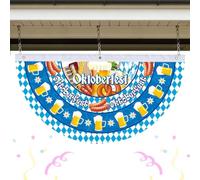 Guirlande de fanions pour l'extérieur Décors Pour Fête Oktoberfest Bavarois | Fanion Demi-Éventail Plissé Bleu Bavarois Pour Les Décors Jardin Cour Porche Patio Porte Fenêtre Et Fêtes D