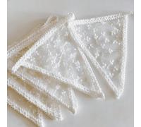 Guirlande de fanions triangulaires en dentelle de 9,19 pieds, blanche avec marguerites, à suspendre, bannière murale douce pour chambre, avec nœud et ruban floral, décoration murale pour demande en ma