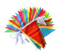 Guirlande de fanions triangulaires pour décoration de fête - 100 m - Grand fanion en taffetas double face coloré pour mariage, remise de diplôme pour fête, fête sur le thème mexicain, activité