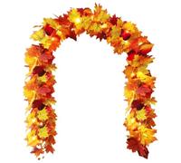 Guirlande de Feuilles d'automne - 175 Cm Feuille d'Érable Feuillage Artificiel,Décoration Murale pour Fêtes et Saisons | Thanksgiving Halloween Noël Mariage Fête Cheminée Escalier