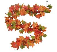 Guirlande De Feuilles d'automne Artificielles, Feuilles D'érable De Ferme Ornement en Rotin, Guirlande d'automne De Feuille D'érable Artificielles Élégantes pour Porte D'entrée, Fenêtres, Murs