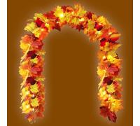 Guirlande de feuilles d'automne | Feuillage d'automne artificiel de 170 cm | Décoration de feuilles d'érable pour Thanksgiving, cheminée, cheminée, table, escaliers, intérieur et extérieur, fête de