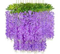 Guirlande de fleurs artificielles de glycine, fleurs en soie suspendues pour une décoration d'intérieur violette