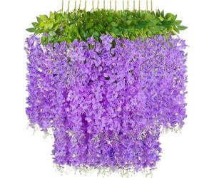Guirlande de fleurs artificielles de glycine, fleurs en soie suspendues pour une décoration d'intérieur violette