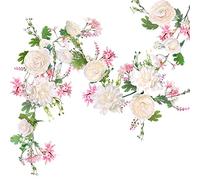 Guirlande de fleurs de pivoines artificielles pour mariage, maison, chemin de table, cheminée, décoration de fête (guirlande de pivoines champagne)
