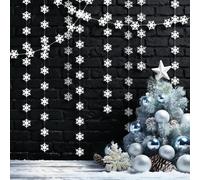 Guirlande de flocons de neige blanc perle glacial décoration suspendue banderole pour fête de chirstmas/anniversaire de la Reine des neiges hiver/mariage Nouvel An/chambre d'enfant/vitrine
