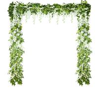 Guirlande de Glycine Artificielle - 4 Pièces, 26 Feet Fleurs Soie Blanc, Suspension Décor - Blanc Étiquette