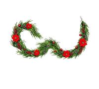 Guirlande de Houx de Noël 1,5 M Fleurs Réalistes Décoratives | Guirlande Décorative Table Intérieur pour Extérieur Intérieur Fenêtre Porche Manteau Boîte aux Lettres Fête