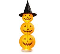 Guirlande de Lanternes Halloween avec LED Robuste 3 Lanternes en Papier Motif Citrouille Décoration Fête Bar Magasin Orange