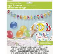 Guirlande de lettres Happy Birthday Jumbo avec. Chiffres autocollants 213cm