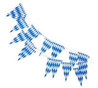Guirlande de L'oktoberfest Bleue et Blanche en Pe, Double Face | Ambiance Bavaroise, Légère et Solide Suspendre Murale ou Extérieure, Fanion de Oktoberfest